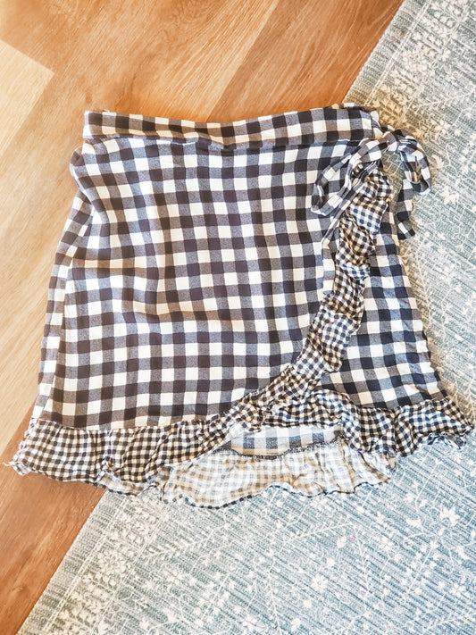 Navy Checked Mini Skirt S