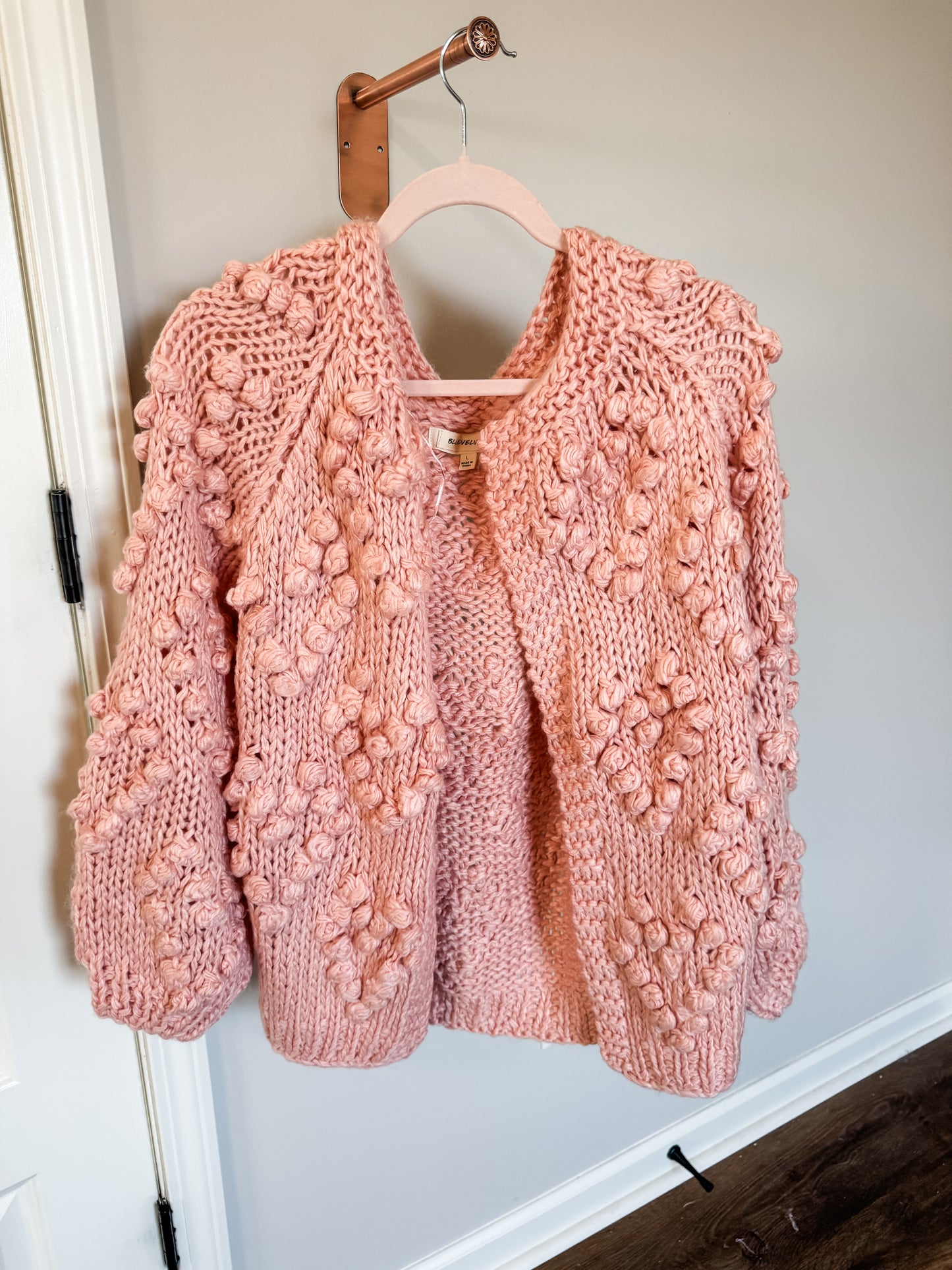 Pink Pompom Cardigan