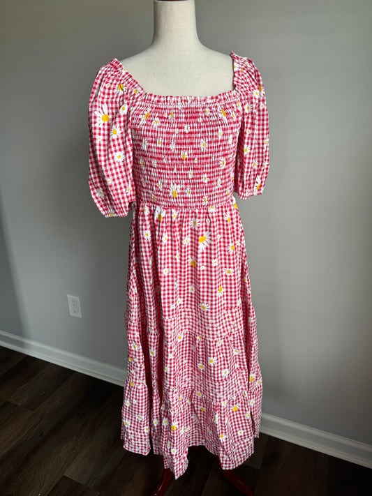 Red Daisy Smocked Dress